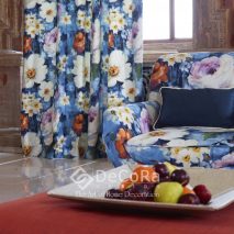 SPTP095-draperie-bumbac-modern-floral-albastru-alb-portocaliu-galben